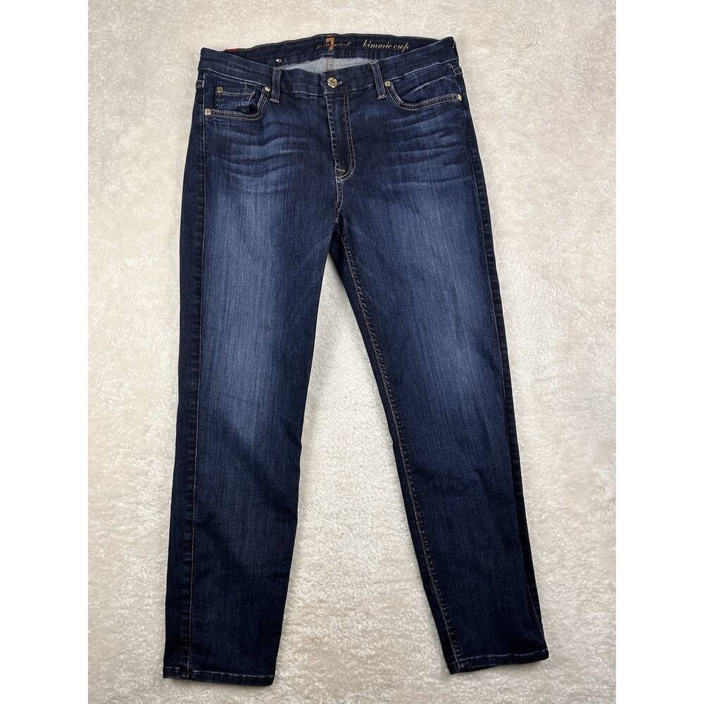7 For All Mankind Jeans Womens 32 Blue Denim Kimmie Crop Mid-Rise